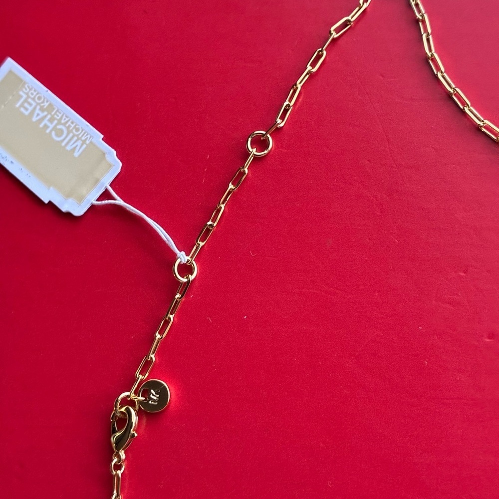 Michael Kors Necklace,Michael Kors Gold Chain Necklace with Logo Pendant - Picture 5 of 10